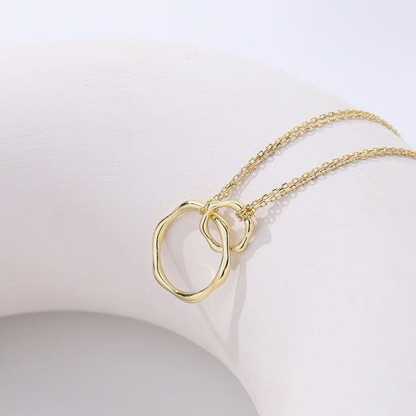 FX0985 925 Sterling Silver Interlocked Circle Pendant Necklaces