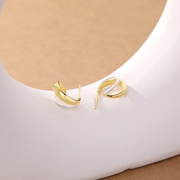 FE2622 925 Sterliang Silver Dainty Color Separation Circle Stud Earring