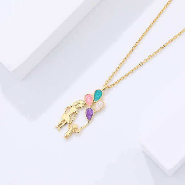 FX1068 925 Sterling Silver Mother's Day Gift Enamel Balloon Necklace