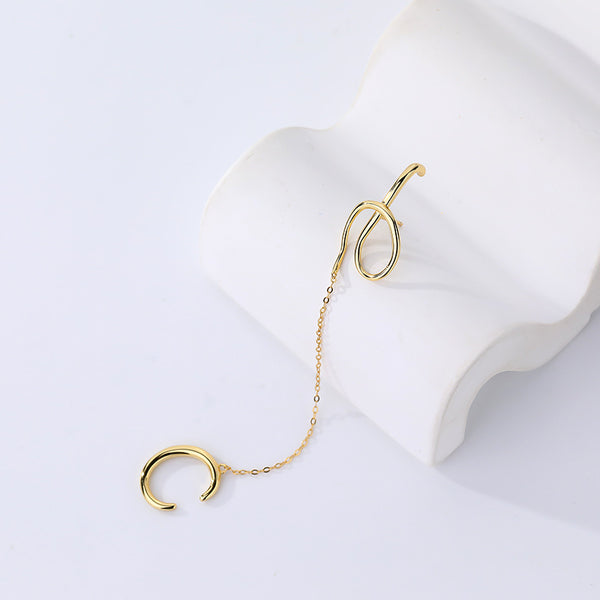 FE2651 925 Sterliang Silver Irregular Line Chain Ear Cuff