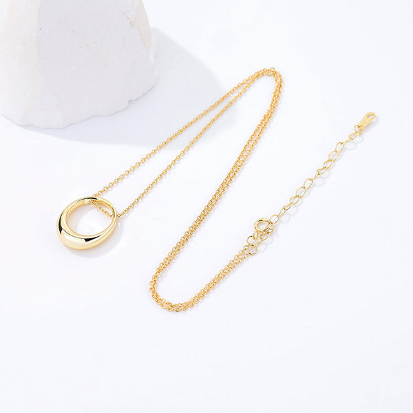 FX0973 925 Sterling Silver Oval Hollow Dome Pendant Necklaces