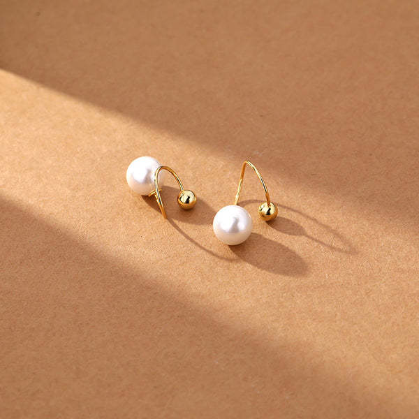 FE2624 925 Sterliang Silver Spiral Glue Pearl Stud Earring