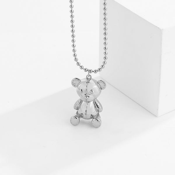 FX1037 925 Sterling Silver Cute Bear Pendant Necklaces