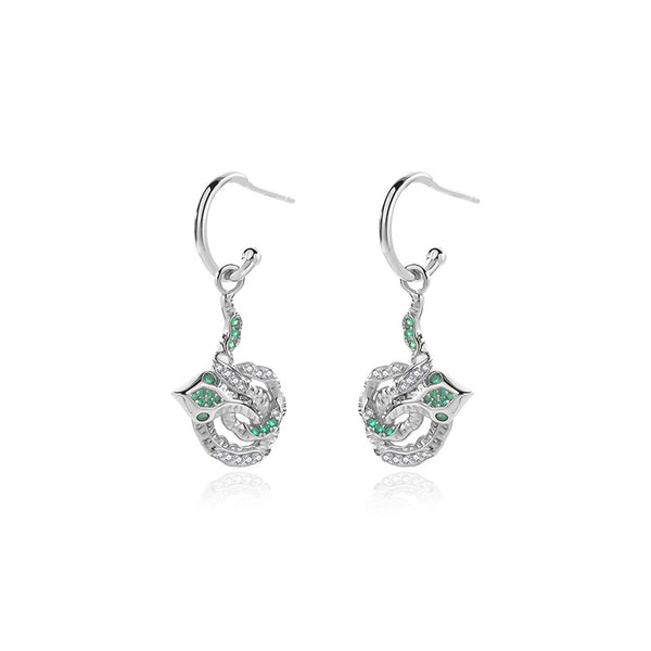 FE2510 925 Sterling Silver Boa Dangle Stud Earring