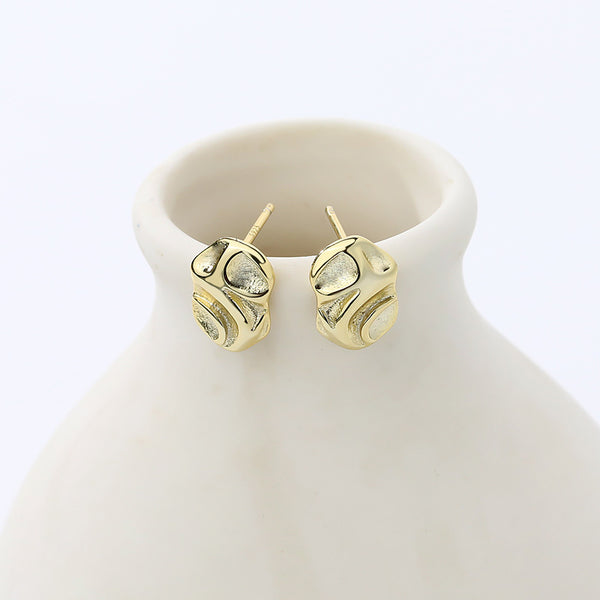 FE2672 925 Sterling Silver Irregular Wrinkled Textured Stud Earrings