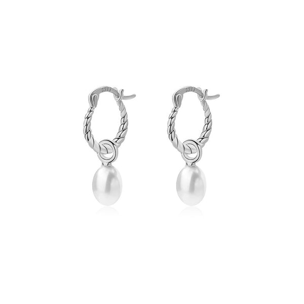 FE2475 925 Sterling Silver Pearl Dangle Earrings