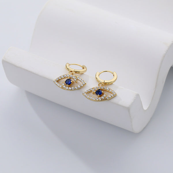 FE2529 925 Sterling Silver Blue Eye CZ Stone Dangle Stud Earring