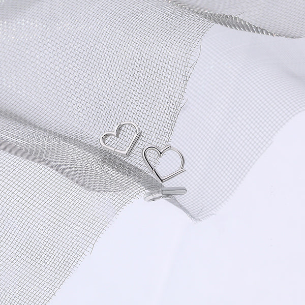 FE2579 925 Sterling Silver Dainty Love Heart Hoop Earring