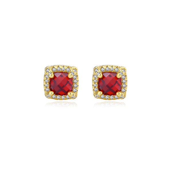 FE2691 925 Sterliang Silver Square Colorful Zircon Stud Earring