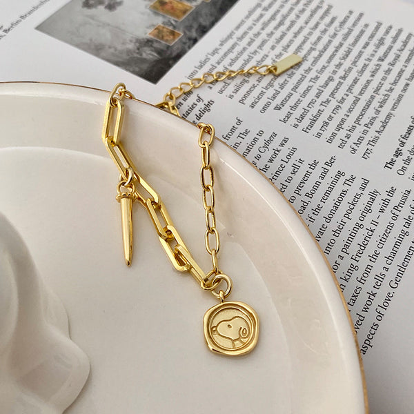 FS0363 925 Sterling Silver Cartoon Cute Puppy Pendant Bracelet