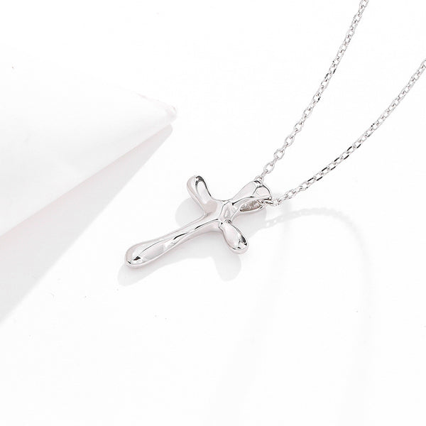 FX0970 925 Sterling Silver Cross Pendant Clavicle Necklaces