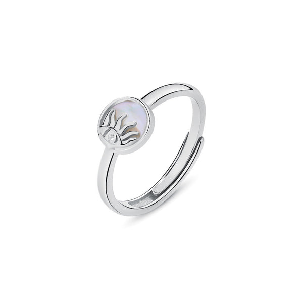 FJ0860 925 Sterling Silver Sunshine White Shell Ring