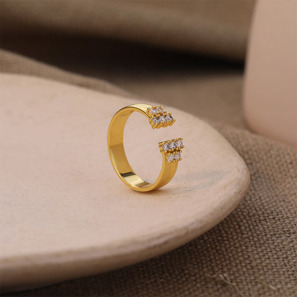 FJ1081 925 Sterling Silver Moden CZ Open Ring