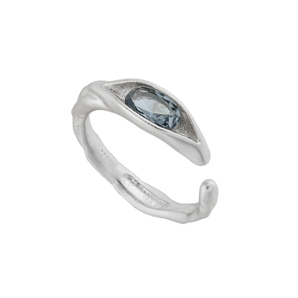 RHJ1195 925 Sterling Silver Geometric Irregular Inlay Zirconia Open Ring