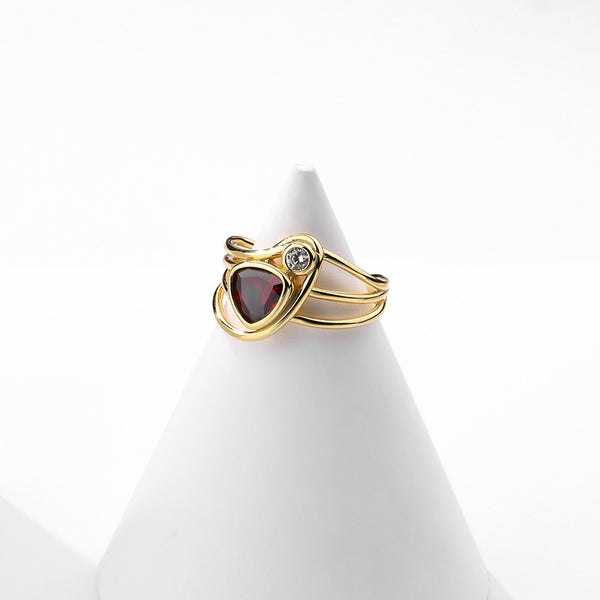 FJ0963 925 Sterling Silver Red Zirconia Ring