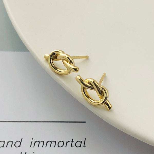 FE2597 925 Sterling Silver Dainty Little Knot Stud Earring