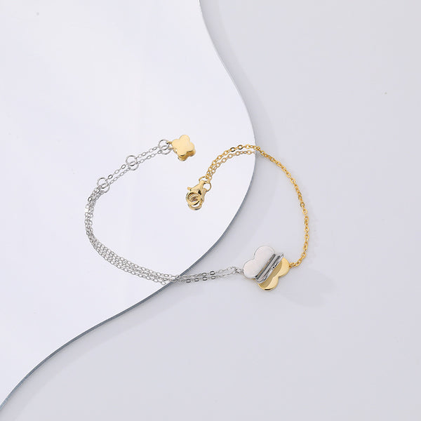 FS0369 925 Sterling Silver Paneled Color Clover Bracelet
