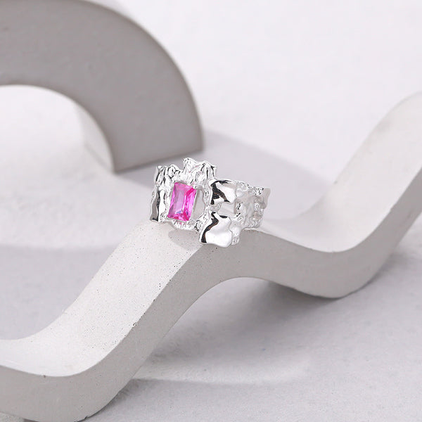 FJ0942 925 Sterling Silver Zirconia Lava Ring