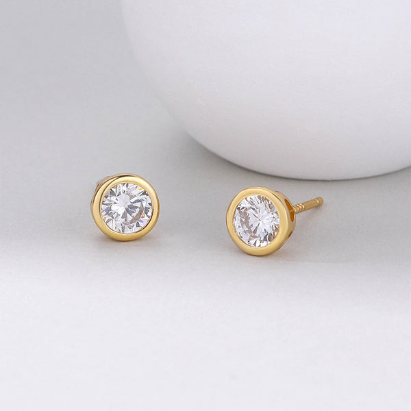 FE3056 925 Sterling Silver Bezel Stud Earring