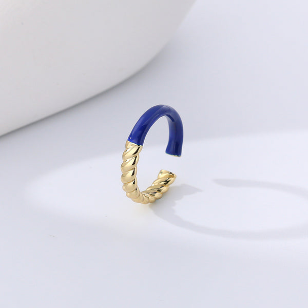 FJ0889 925 Sterling Silver Twist Enamel Ring