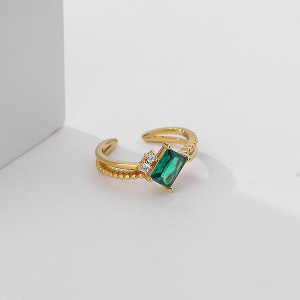 FJ0869 925 Sterling Silver Green CZ Ring