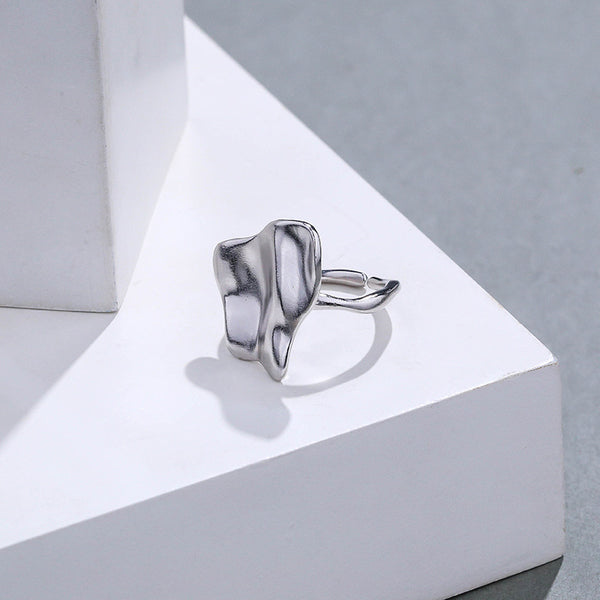 FJ0969 925 Sterling Silver Irregular Sunken Ring