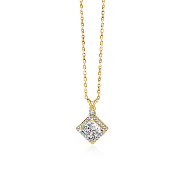FX1243 925 Sterling Silver Rhombus Zirconia Stone Necklace