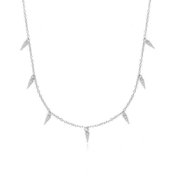 FX1065 925 Sterling Silver Tassel Zirconia Necklace
