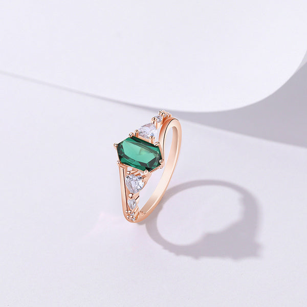 FJ1102 Natural Water Grass Agate Gemstone Ring