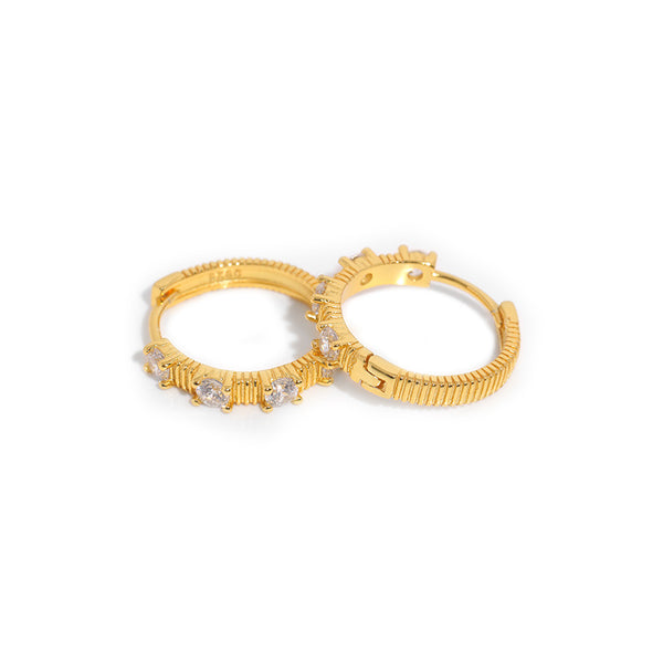 FE3066 925 Sterling Silver Modern CZ Hoop Earring