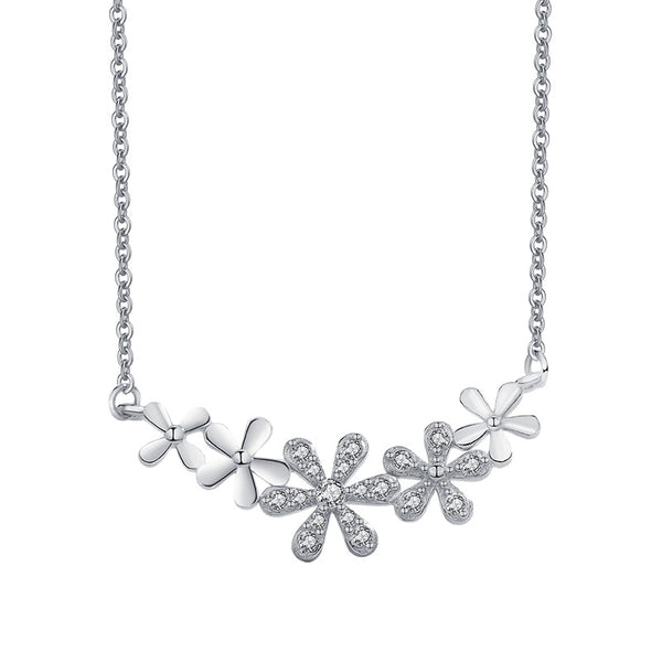 FX1234 925 Sterling Silver Flower Climber Necklace
