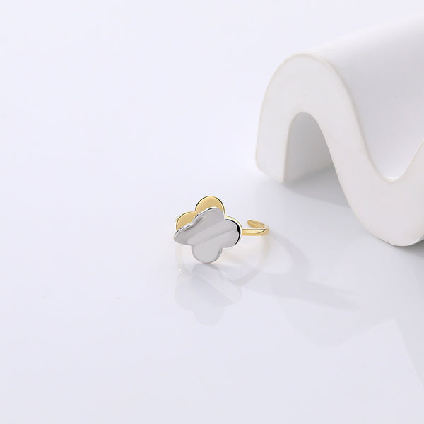 FJ0936 925 Sterling Silver Two-color Clover Ring