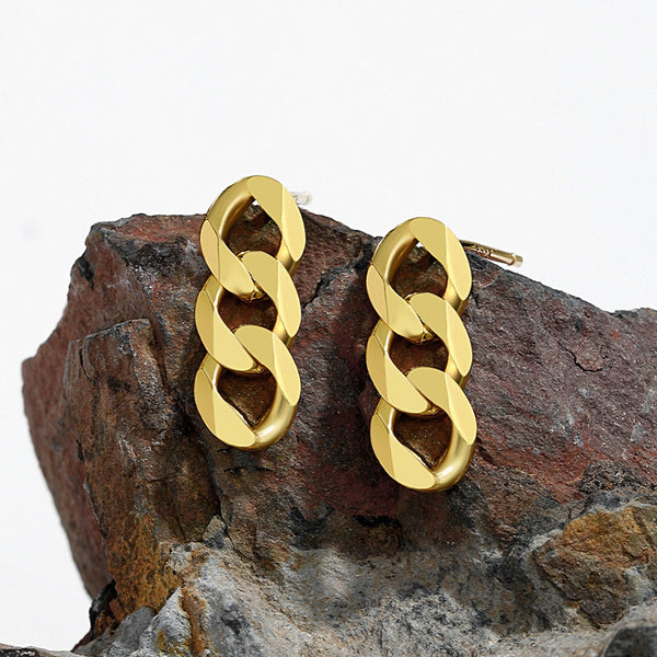 FE2655 925 Sterling Silver Fashion Chain Stud Earrings