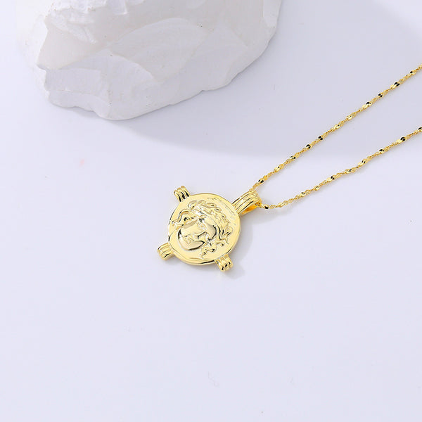 FX0977 925 Sterling Silver Vintage Greek Mythology Apollo Coin NecklaceS