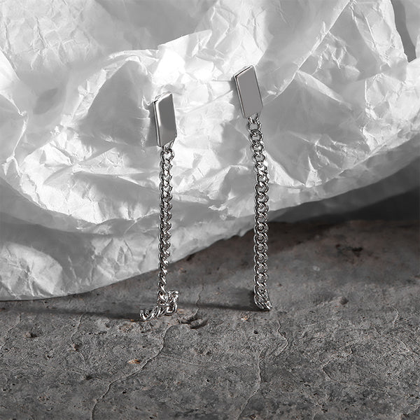 FE2656 925 Sterling Silver Vintage Long Tassel Stud Earrings