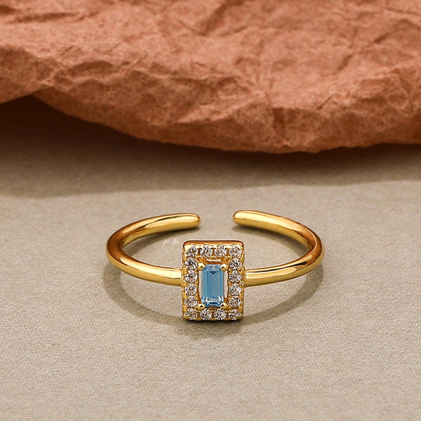 FJ0857 925 Sterling Silver Blue Crystal Ring