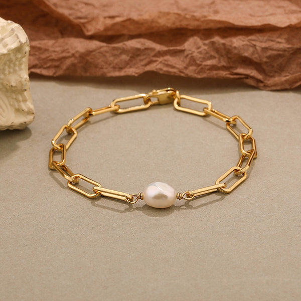 FS0348 925 Sterling Silver Baroque Pearl Bracelet