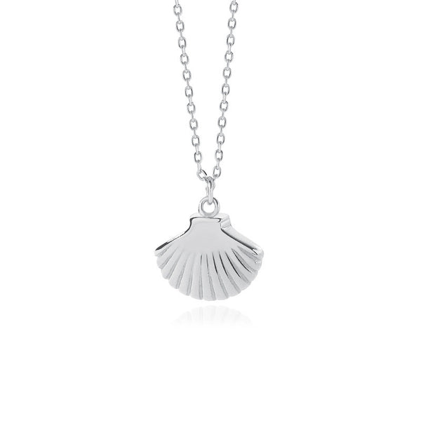 FX0975 925 Sterling Silver Vintage Scalloped Shell Gold Pendant Necklace