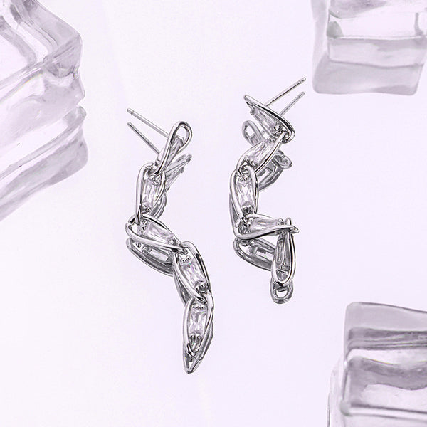 FE2636 925 Sterliang Silver Chain Dangle Stud Earring