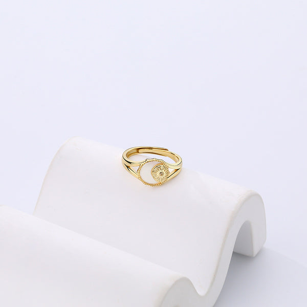 FJ0861 925 Sterling Silver Sun Signet Ring