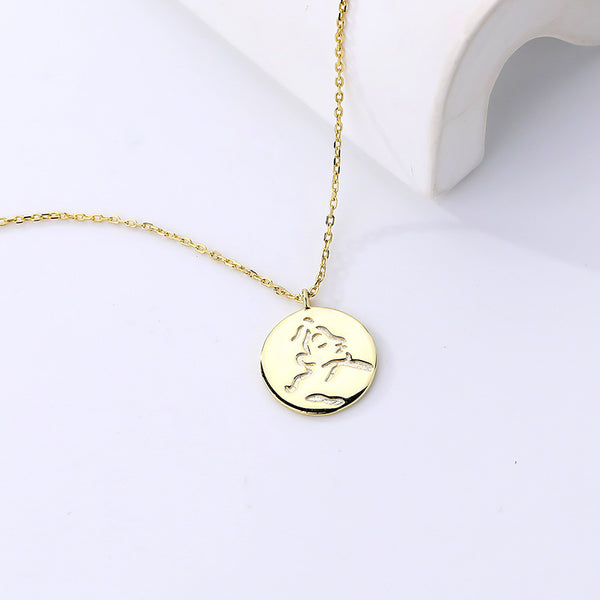 FX1111 925 Sterling Silver Coin Pendant Necklace