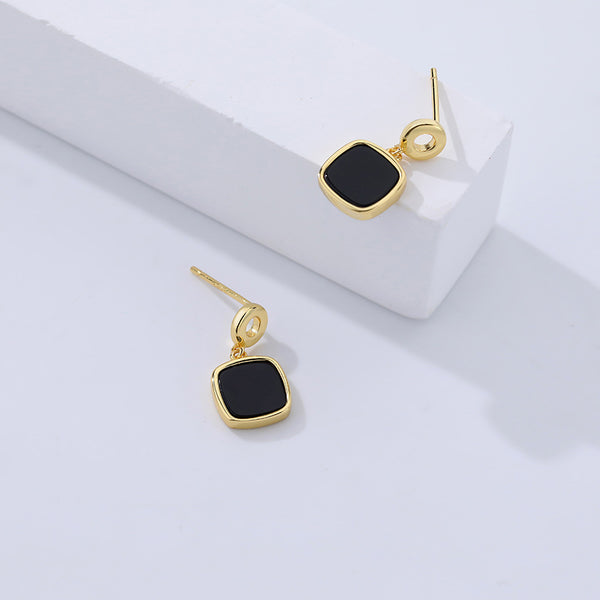 FE2264 Light Luxury Black Agate Stud Earrings