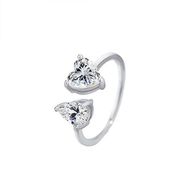 FJ1094 925 Sterling Silver Open Size Heart Ring