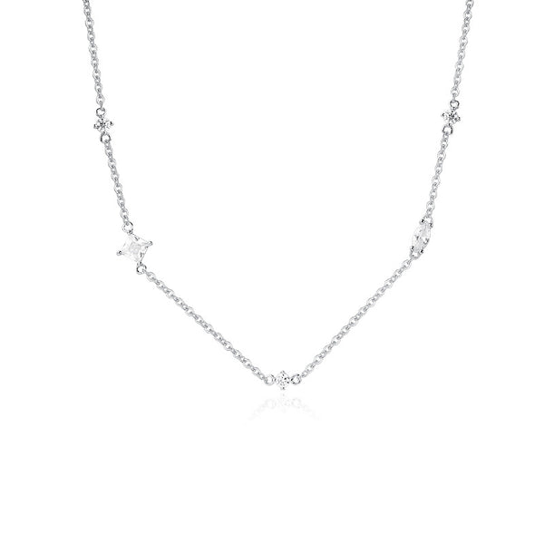 FX1058 925 Sterling Silver Cubic Zieconia Clavicle Necklaces