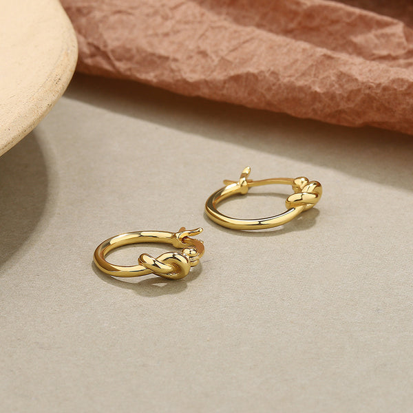 FE2558 925 Sterling Silver Dainty Knot Hoop Earring