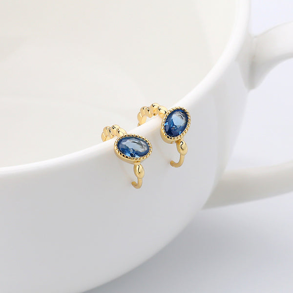 FE2535 925 Sterling Silver Dainty Spinel Stone Hoop Earring