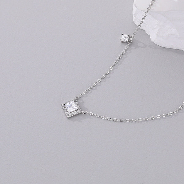 FX1255 925 Sterling Silver Pave CZ Pendant Necklace
