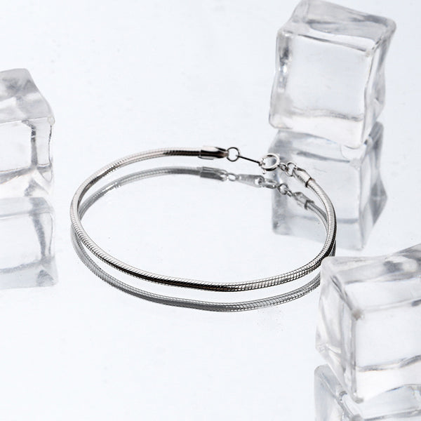 FS0371 925 Sterling Silver Simple Snake Bone Bracelet