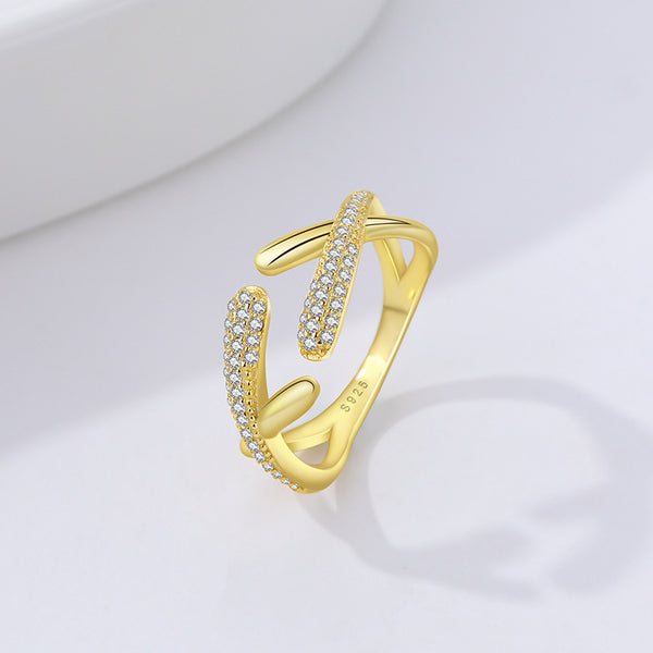 FJ1115 925 Sterling Silver Cross Paved Zirconia Ring