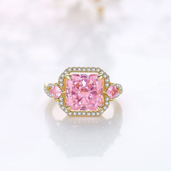 FJ1038 925 Sterling Silver Ice Cut Pink & Blue Zirconia Adjustable Ring